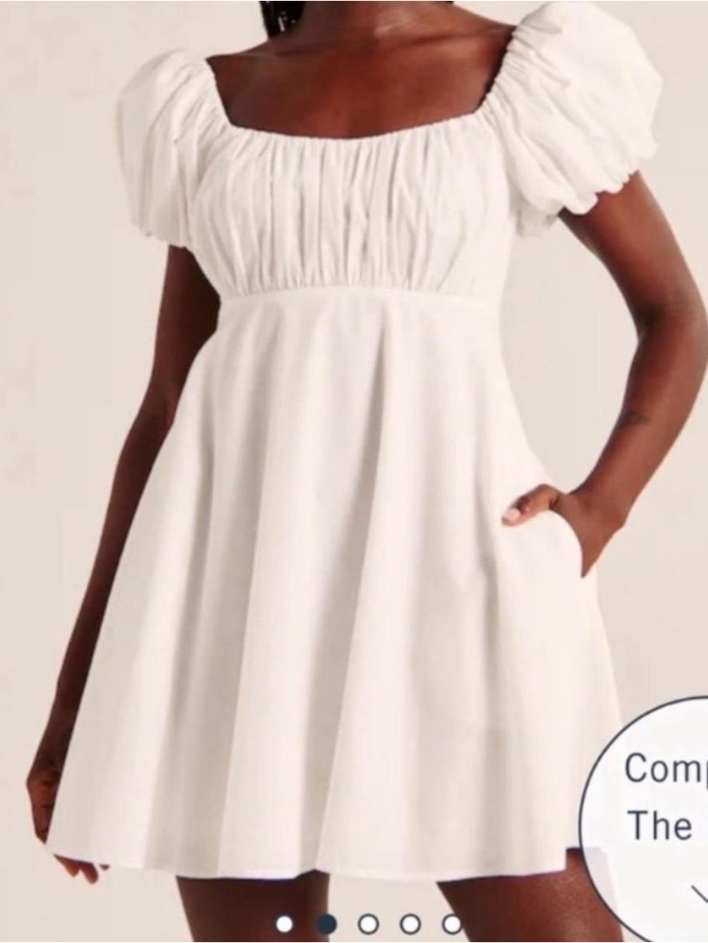 NWT Abercrombie White Puff Sleeve Square Neck Mini Dress
